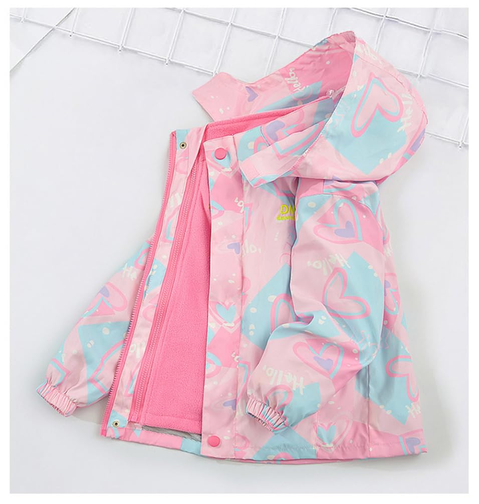 Clothing Mountain Parka Jacket Fleece Inner 2 Piece Set Hooded Kids Coat Thick Tops Girls Window Breaker Trench Coat Haori Girls Outerwear Cute Height