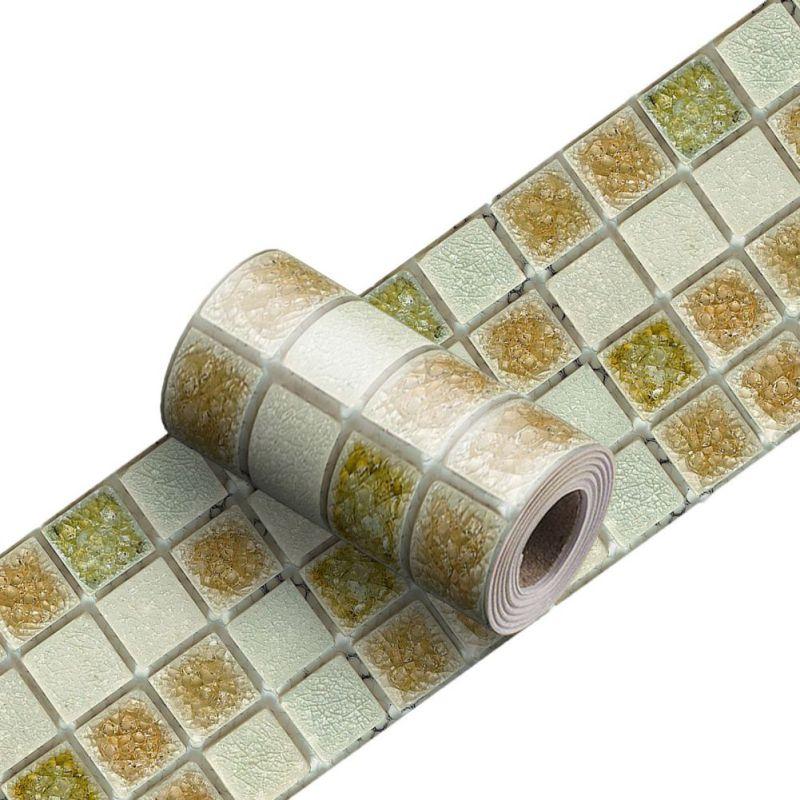 

2 Rolls 10cm*240cm Simulated Mosaic Waistline Baseboard Decal