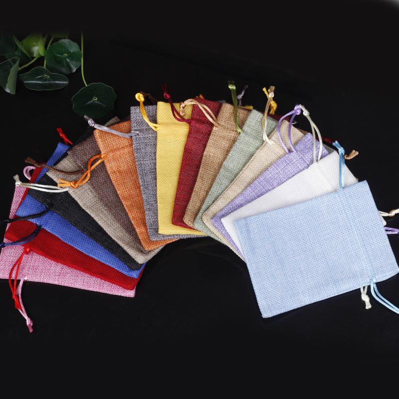 Custom Printed Linen Drawstring Sachet Bag for Jewelry Packaging and Storage