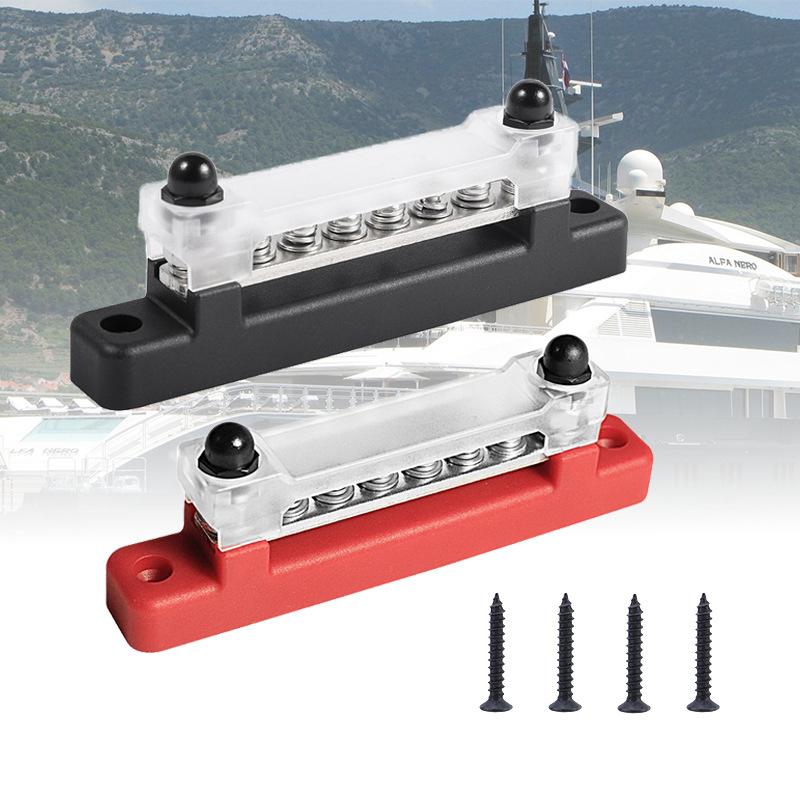 1/2Pcs Bus Bar Battery Power Distribution Block 12V M6 Stud Positive Negative Bus Bar For Truck Boat Car Camper