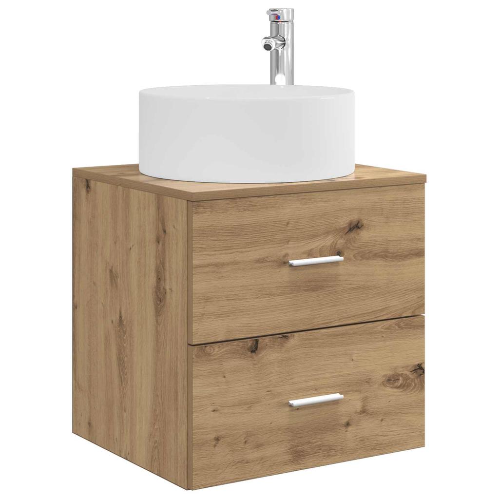 5 Piece Bathroom Furniture Set Artisan Oak Engineered Wood & Glass