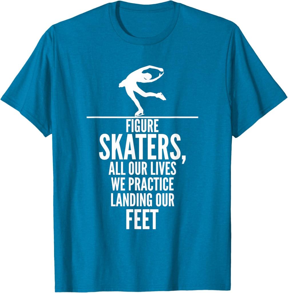 Figure Skaters Practice Landing Funny Graphic TShirt Casual Cotton Tee for Skaters