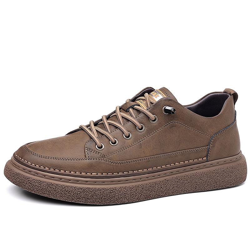 Spring new men's shoes men's casual leather shoes lace-up trend fashionable men's single shoes board shoes