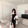 Fashion Temperament Pure Desire Style Sexy Suspender Dress Women's Summer Design Sense Split Pleated Medium and Long Skirt