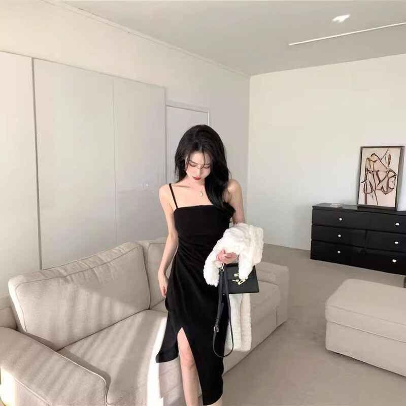 Sexy Spice Girl Irregular Suspender Dress Women's Summer Design Sense Slim and Skinny Split Hip Wrap Skirt