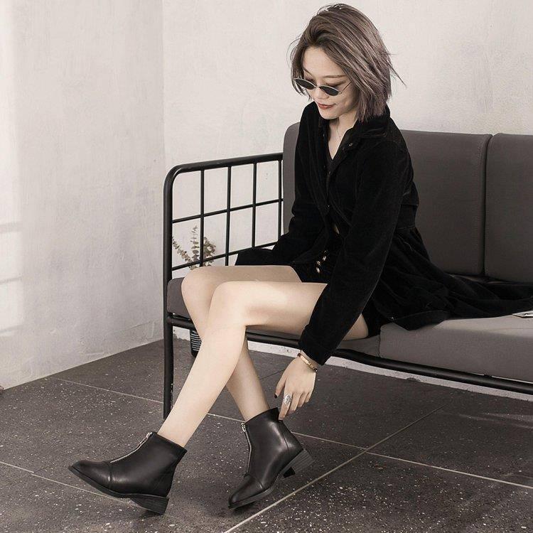Botas de cuero para mujer Botines Moda Chelsea Tacones bajos Botas de mujer  Zapatos de invierno para damas comprar a buen precio — entrega gratuita,  reseñas reales con fotos — Joom
