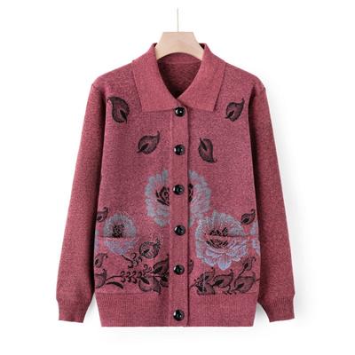 Middle-aged Elderly Sweater Cardigan Female Mother Wear Autumn Clothes Old Lady Knitted Sweater Jacket Grandma Autumn Clothes