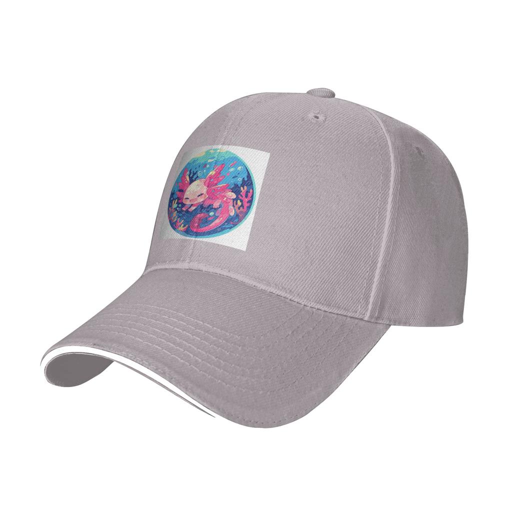 Cute Cartoon Axolotl In Coral Reef Cap Casual Baseball Caps Adjustable Hat Hip Hop Summer Unisex Baseball Hats Customizable