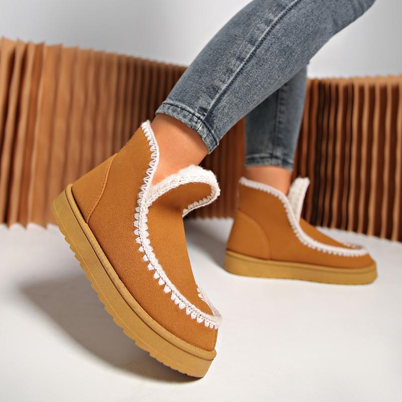 Fashion Loafers Fur Mixed Color Leather Women's Shoes Round Toe Clogs Thick Sole Women's Boots Winter Warm and Comfortable Women's Shoes