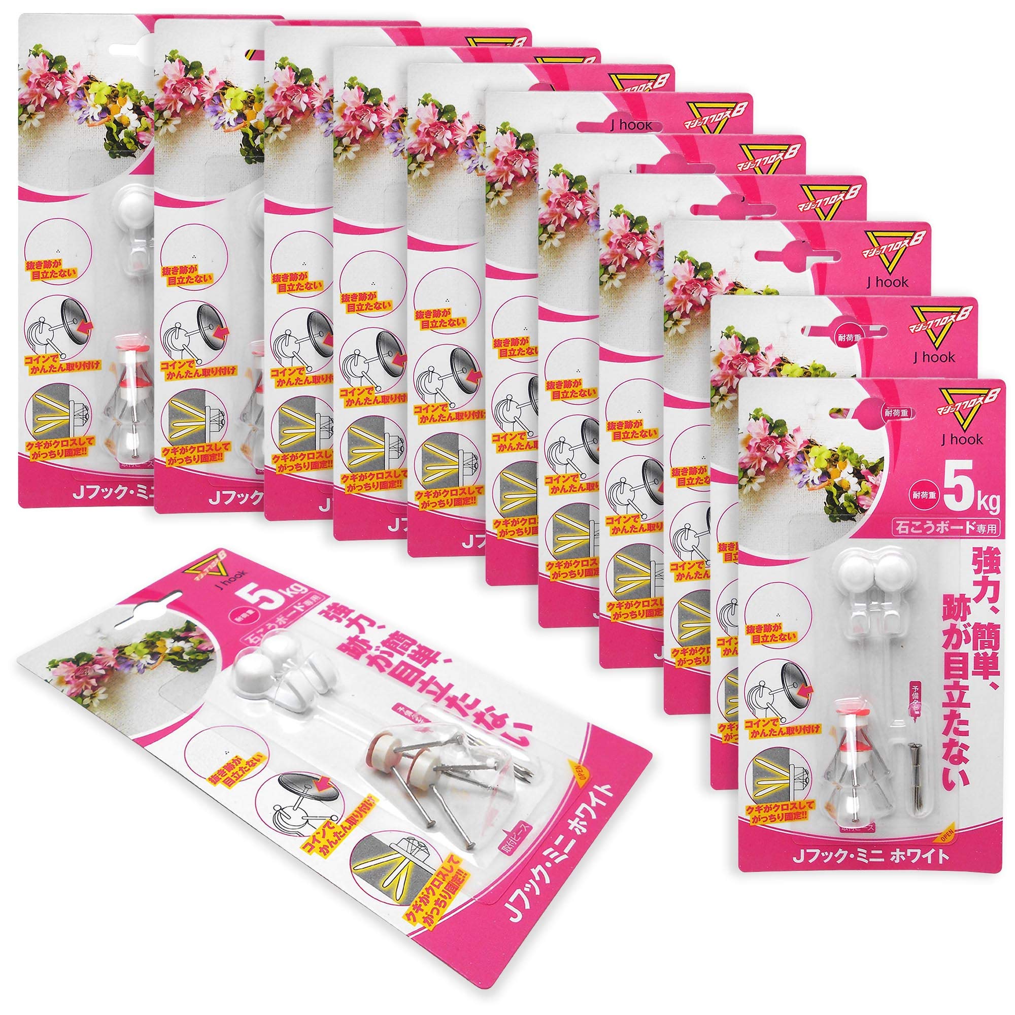 

Nikkei Sangyo Gypsum Board Hook J Hook Mini White 24P Set pieces x (2 12) белый