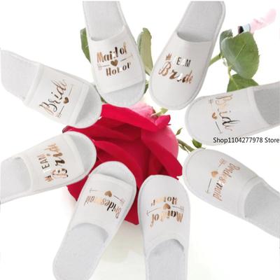 Fashion Bride Bridesmaid Slippers,Wedding Party Disposable Slippers Bridal Party Slippers Set, Lightweight Cozy Soft Sole Flats