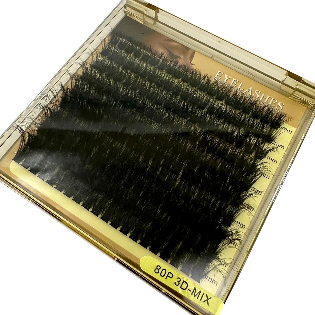 AMSN Fluffy Thick Lash Clusters DIY Eyelash Extension MIX D Curl Lash Clusters Wispy Individual Eyelash Extensions Clusters