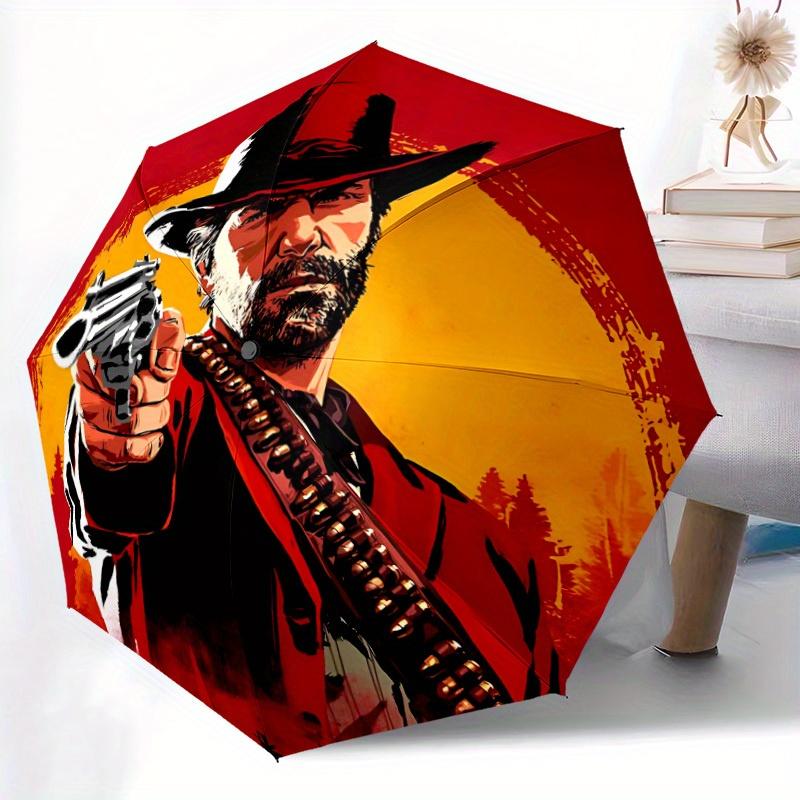 Cowboy Red Dead Redemption Auto Open/close, 8-Rib Iron Frame, Compact Folding Windproof Umbrella All-Season  0808091