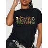 Women Texas Floral Snake T-Shirt Black Bright Color Cowboy Aesthetic Casual Holiday Gift Everyday Top