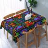 1pc Tablecloth Mexican Floral Tablecloth, Vibrant Multicolor Hibiscus And Marigolden Pattern Soft Rectangular Kitchen Table Cover, Washable And Wrinkl