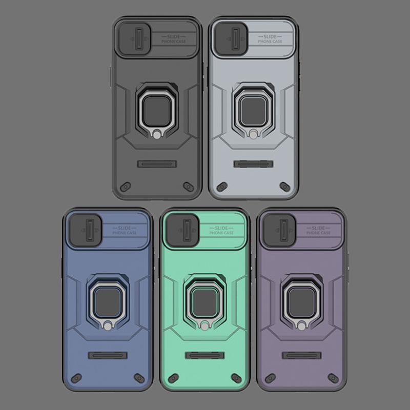 For iPhone 15 Cover For Apple iPhone 13 14 15 5G Case Lens Sliding Window Protector Armor Shockproof Holder Magnetic Bumper