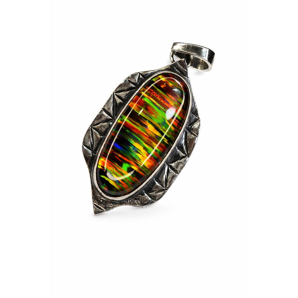 Natural Opal Pendant 43 ct 925 Sterling Silver Oval Cut October Birthstone for Gem Collections