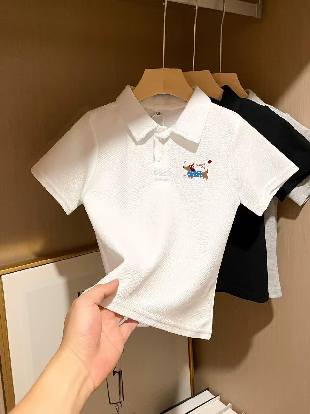 Kids Summer Cotton Short Sleeve T Shirt Boys Girls Round Neck Polo Top Casual Trendy Tee 90