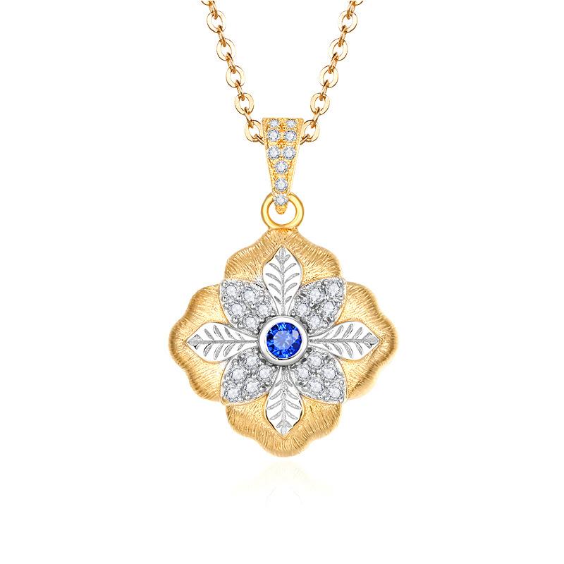 S925 sterling silver brushed snowflake gold and silver color separation necklace niche jewelry women 925 silver