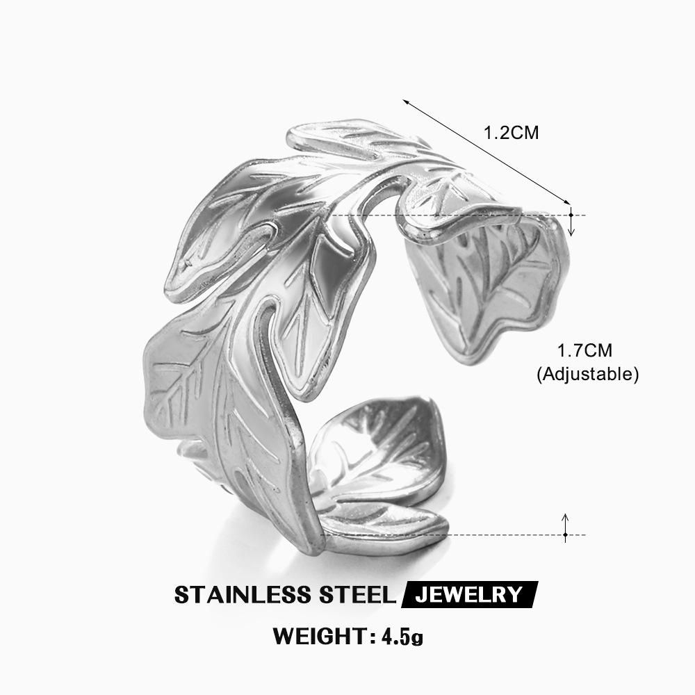 316L Stainless Steel Rotating Seaweed Rings for Women Men Punk Irregular Leaf Opening Rings Wedding Party Jewelry Accessories
