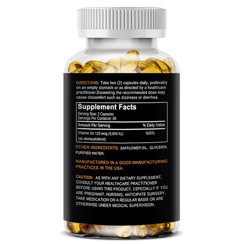 Soomiig Vitamin D3 Kapseln, 125 mcg (5000 IE) pro Portion, 120 Stück