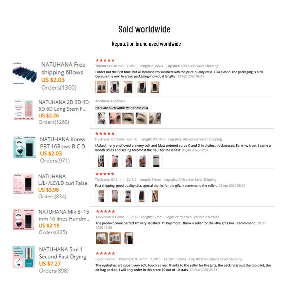 NATUHANA Multi-Style Eyelash Extensions: 0.03-0.25mm Single Root False Lashes