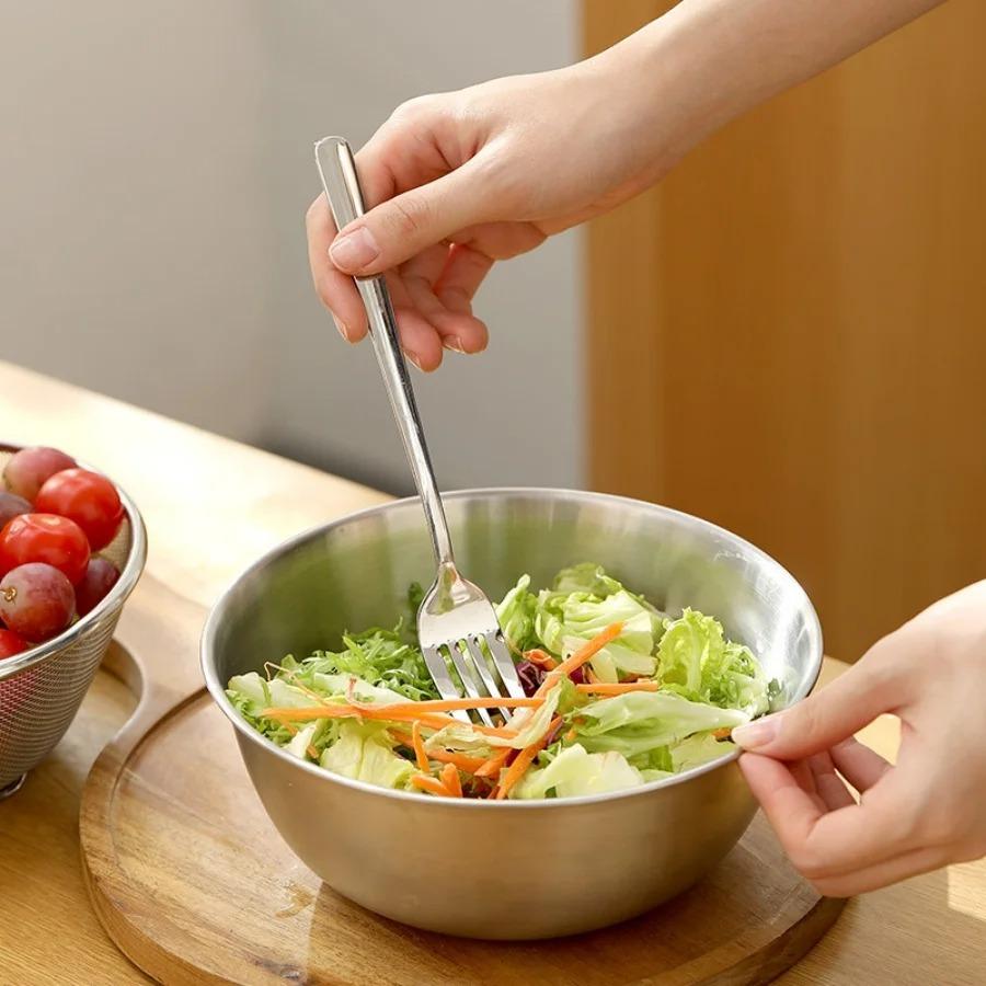 1/3pcs Stainless Steel Salad Bowl with Scale Large Capacity Flour Mixing Basin Multifunctional Bowls for Home Kitchen Essentials