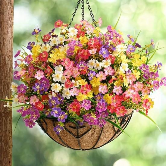 Artificial Flowers Bundle UV-Resistant Faux Plants Non-fading Fake Flowers for Home Vase Basket Window Box Outdoor Decoration