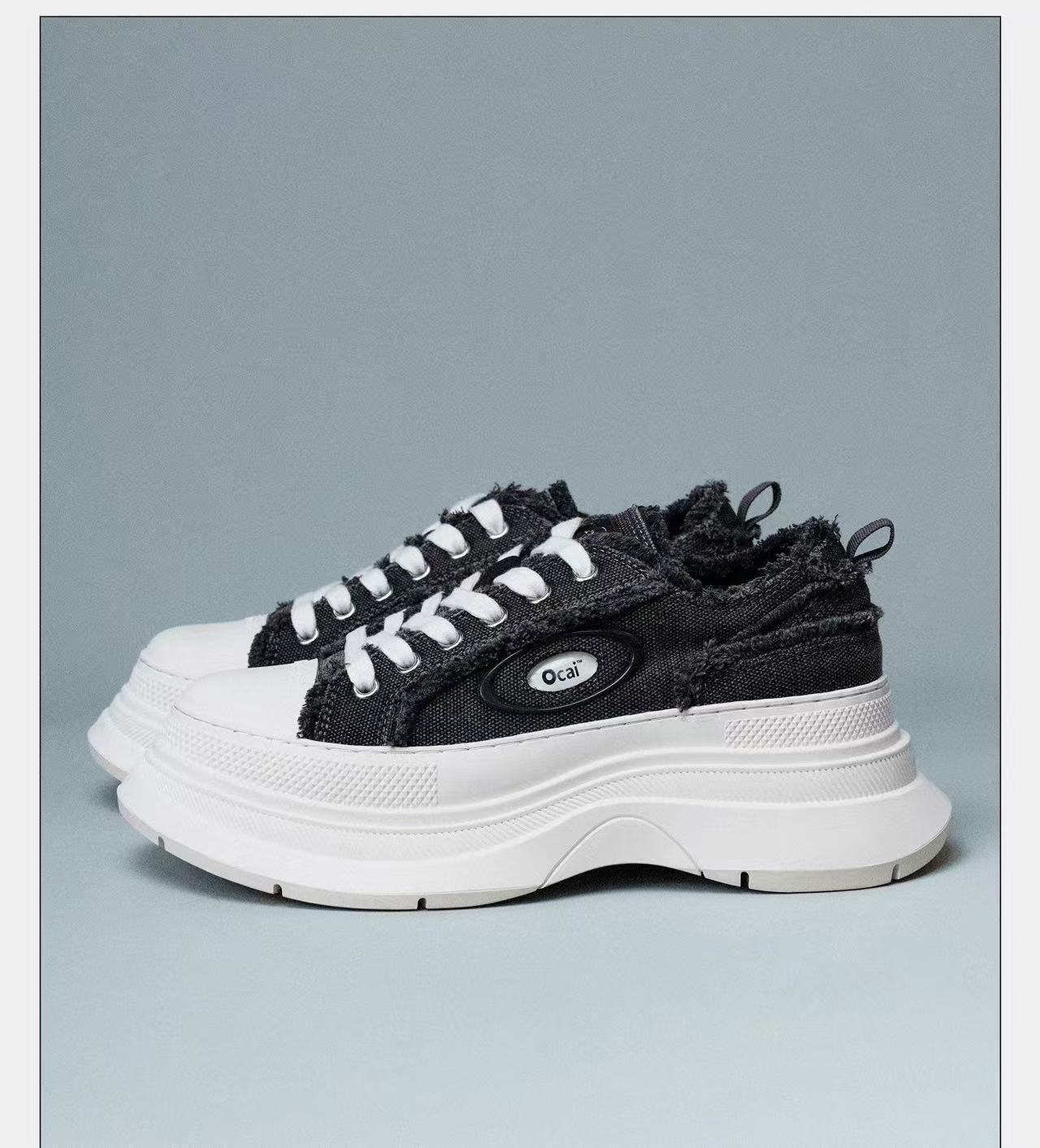 

Серые парусиновые туфли на толстой подошве, увеличивающие рост, ретро, высококлассные, с необработанным краем, повседневные туфли для женщин 35