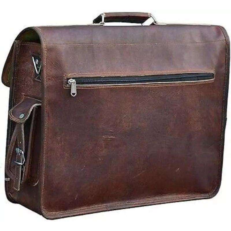 Vintage Brown Leather Messenger Shoulder Laptop Bag Briefcase Leather Bag.