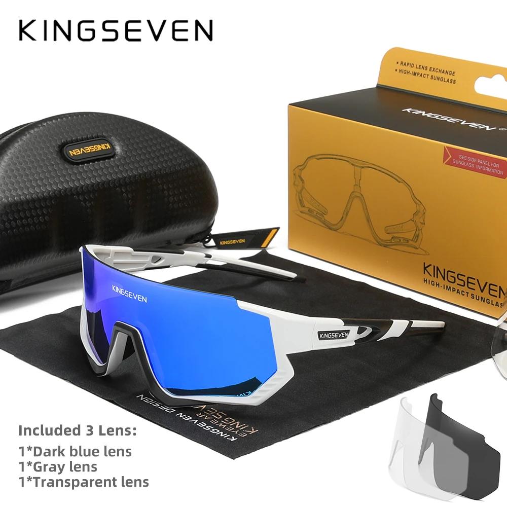 KINGSEVEN Occhiali da Sole Antiriflesso Anti-UV per Ciclismo Uomo Donna Occhiali da Bicicletta UV400 Polarizzati Pesca Bici Arrampicata Montatura Grande Occhiali Sportivi