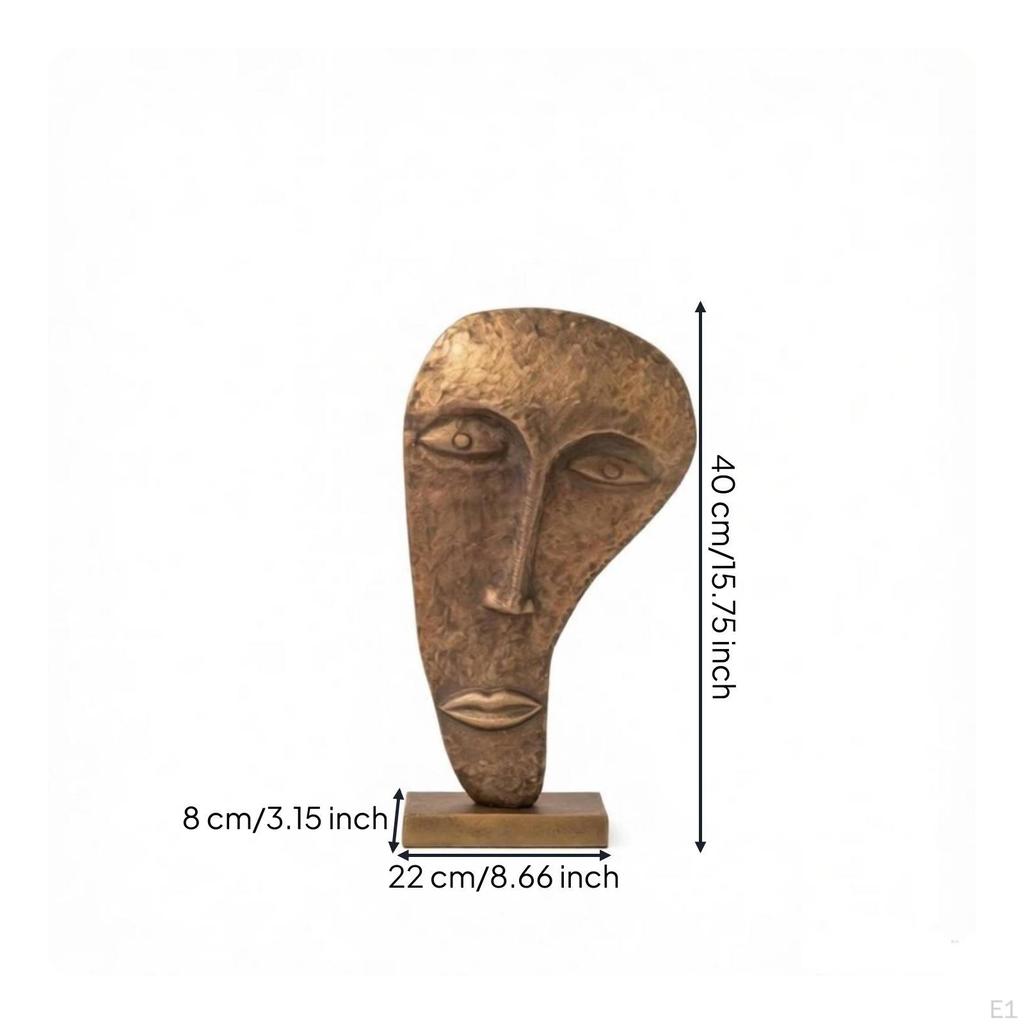 Abstract Face Sculpture Resin with Base AntiqueFace Carving Statue for Home