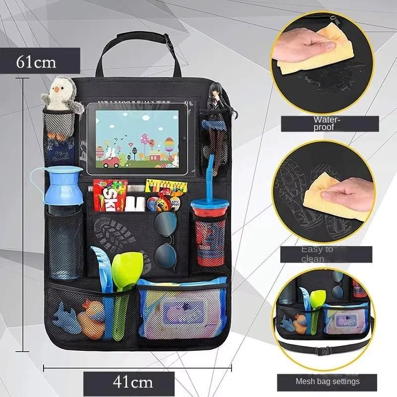 Car Seat Organizer Multifunctional Oxford Fabric Car Back Multi Pocket Storage Bag with Tablet Holder Protector for Kids