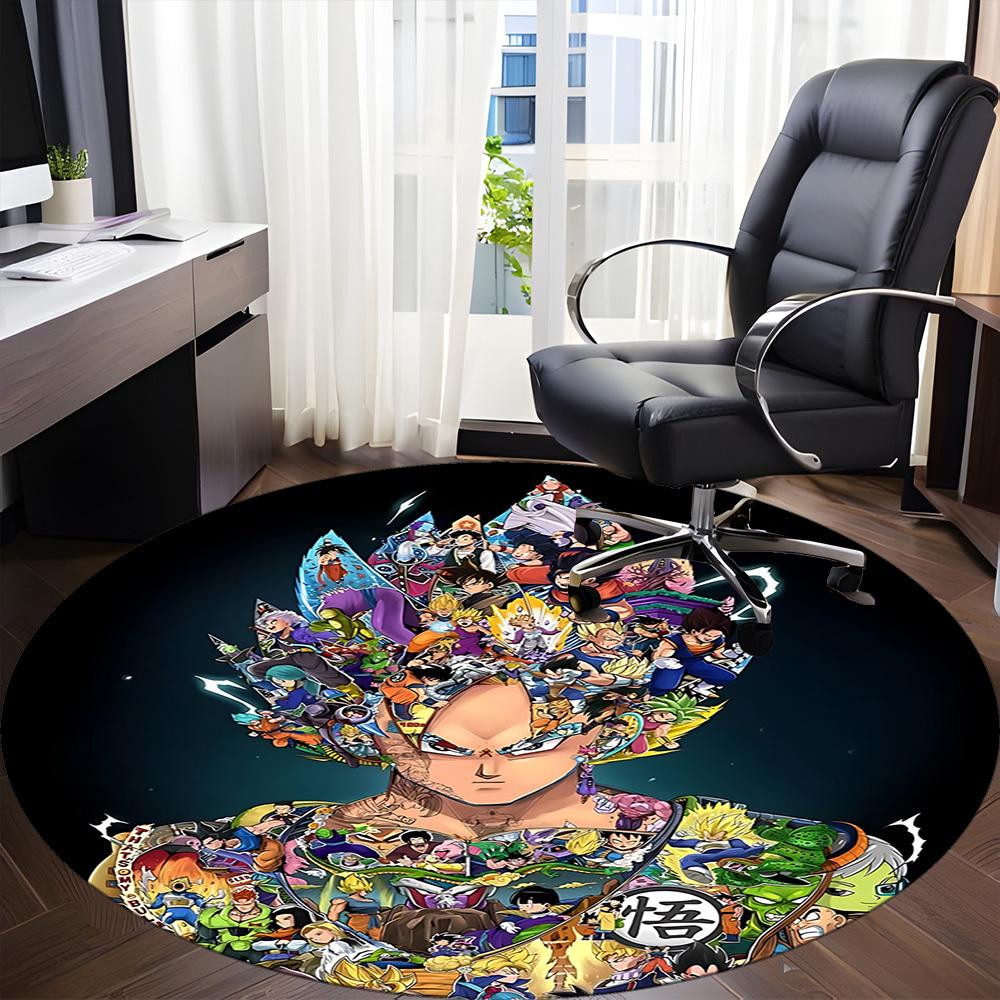 1pc Dragon Ball Characters Office Round Area Rug,  Under Office Chairs Bedroom Living Room Home Decor A0926189
