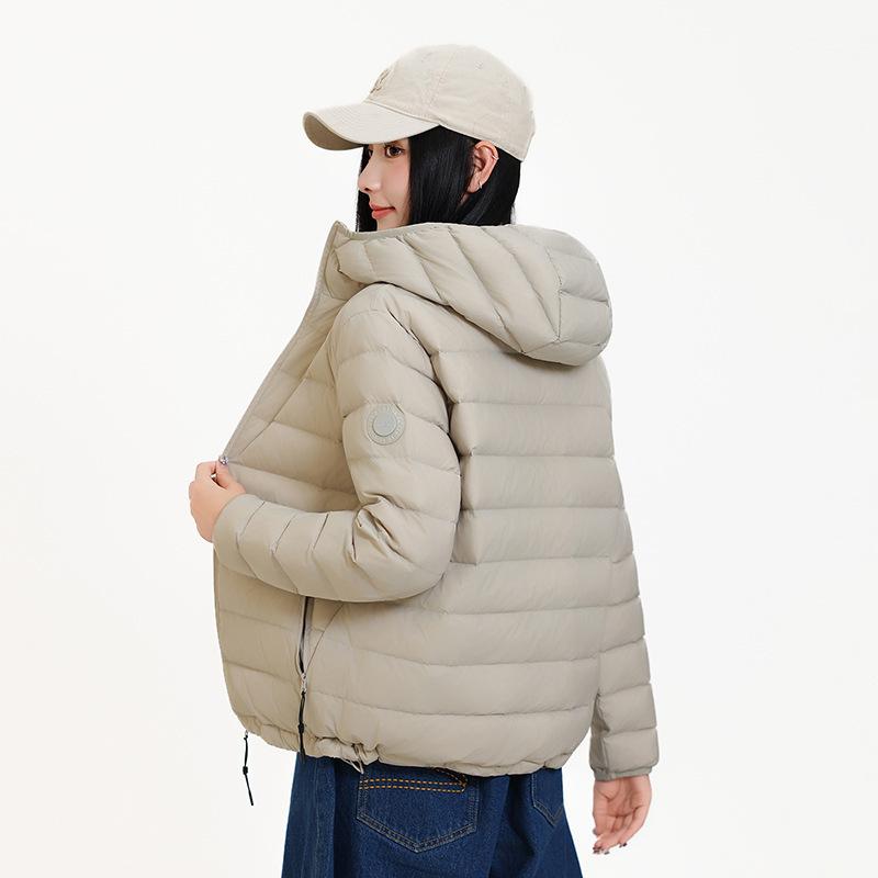 Ribs light down jacket women's short new hooded white duck down warm outdoor casual autumn and winter jacket