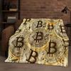 3D Rich BTC Bitcoin Circuit Board Art Cartoon Flannel Blanket,Ultra Soft Warm Plush Throw for Home Bedroom Bed Sofa Cover Kids