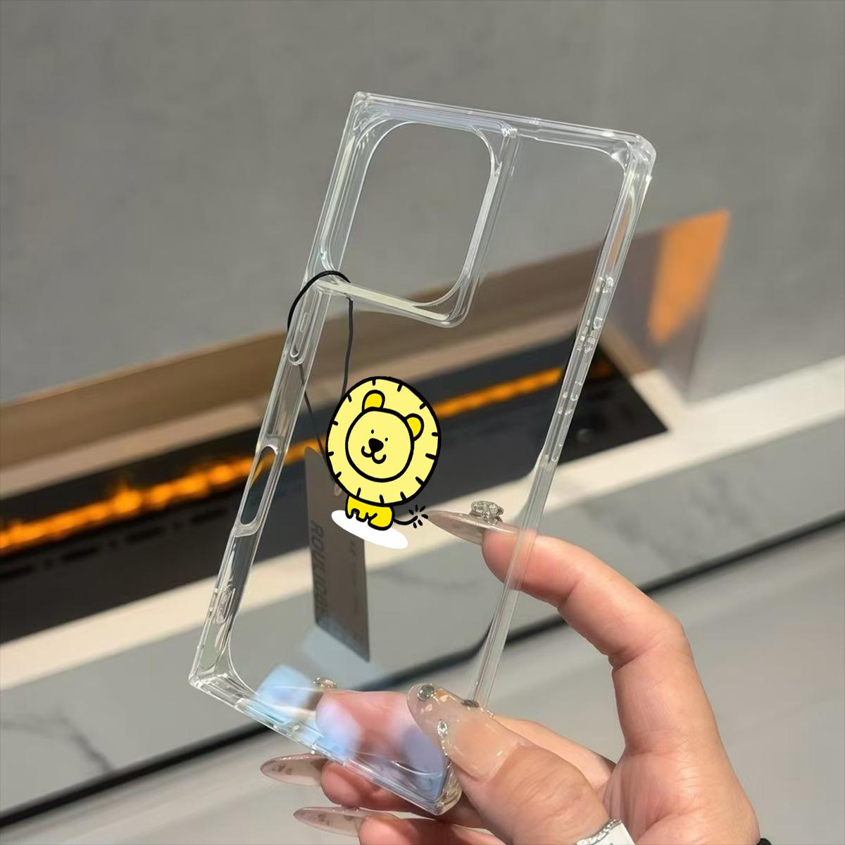 

Clear Square Back Tube Case Protection For iPhone 14 Pro Max 12 16 ProMax 13 15 Plus 11 Cute lions Pattern iphone 11 ProMax