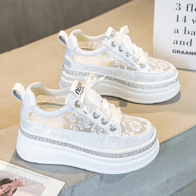 

Ботильоны Air Mesh 2024, 7 см, эластичные, массивные, кроссовки, удобные, летние туфли-лодочки, модные, синтетические, вулканизированные, женские 37 бежевый