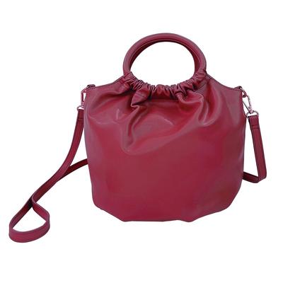 Rootote 1254 Crinkled Synthetic Leather Mini Tote Bag with Shoulder Strap, LT Baby Roo, Crumple A (Red)