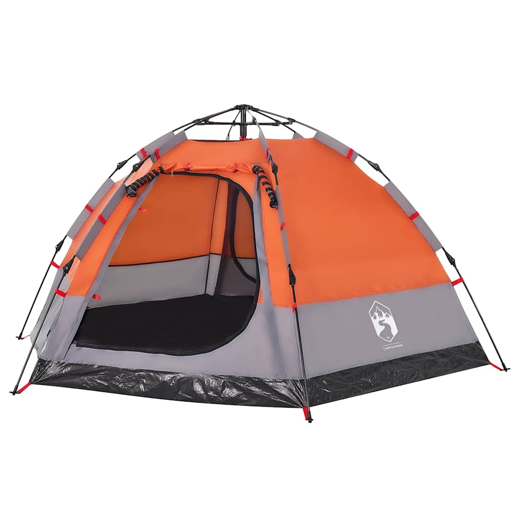 4 Person Camping Tent Grey and Orange Quick Release System