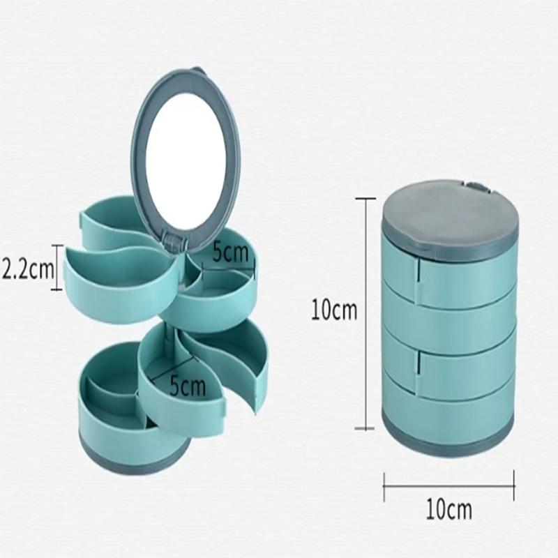 Four-Layer Jewelry Box-Rotatable Jewelry and Cosmetics Storage Box-Earrings and Necklaces Holder-Dust-Proof Storage Rack