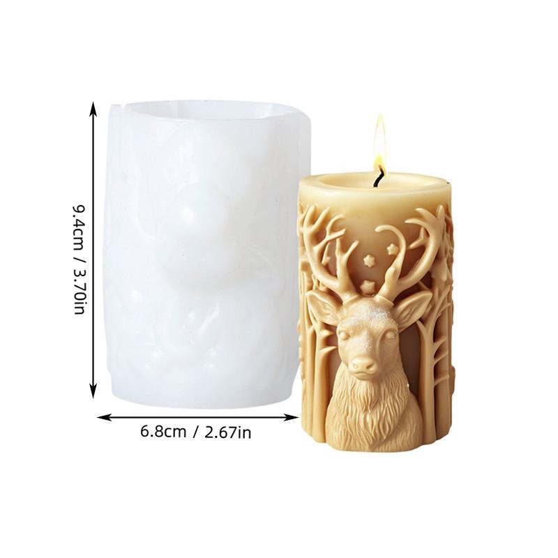 

1 шт. DIY рождественские подарки ручной работы Рождественская елка резьба шаблон цилиндрическая свеча силиконовая форма