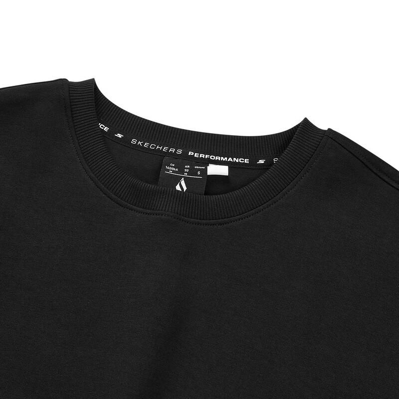 Skechers Solid Color Round Neck Pullover Knitted Sweatshirt Women sweatshirt Carbon-Black P124W004-0018