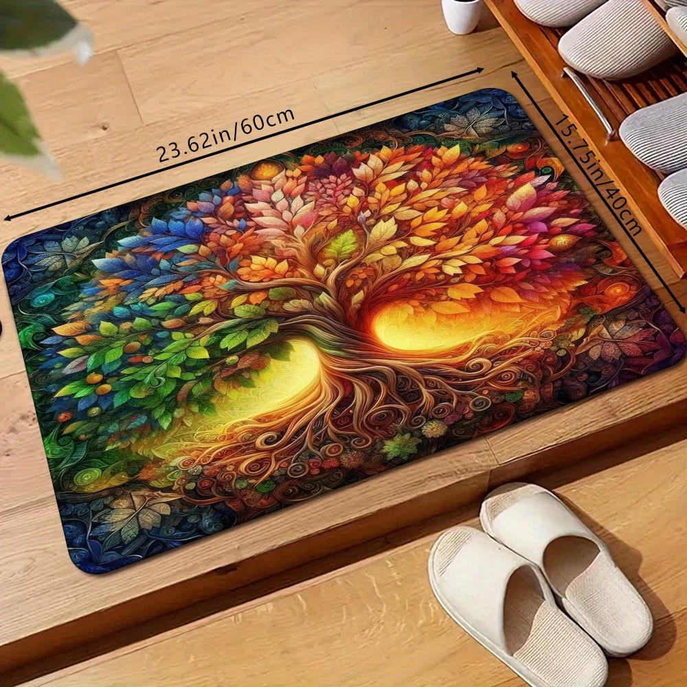 1Pcs Anti Fatigue Kitchen Rugs,Artistic Life TreePrint Waterproof Non-Slip Thick Cushioned Kitchen Mat Heavy Duty Comfort Standing Mat for Kitchen