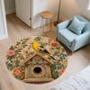 Vintage Flower Bird,Round Area Rug,Carpet Rug for Living Room Bedroom Sofa Playroom Decor,Non-slip Floor Mat