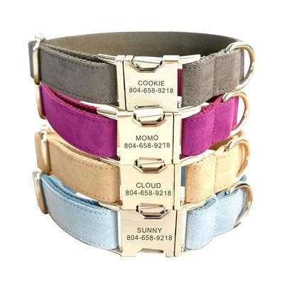 Collare per Cani Personalizzato Collari per Animali Personalizzati Incisione Gratuita Targhetta con Nome ID Accessorio per Animali Multi Velluto Collare per Cucciolo Guinzaglio