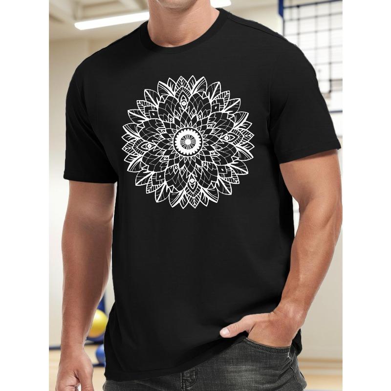 Men'S Short-Sleeve T-Shirts Featuring a Vibrant Floral Design, Perfect for Summer Sports And Casual Wear.