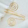 Gold Color Spiral Arm Cuff For Women Geometric Hollow Open Upper Arm Bracelet Trendy Line Metal Wristband Boho Jewelry For Party