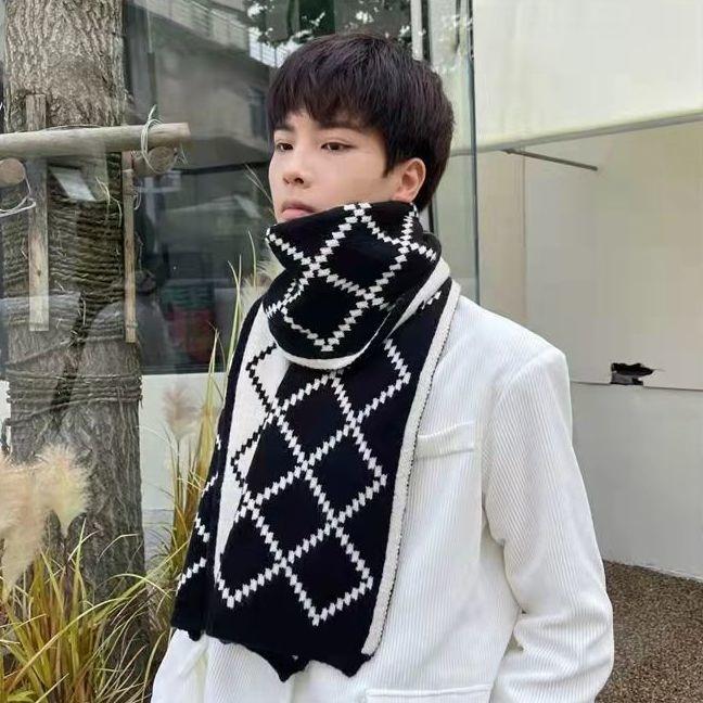 Men's Autumn Winter Knitted Wool Thickened Warm Neck Warmer Women's Couple Korean Style Versatile Japanese-Style