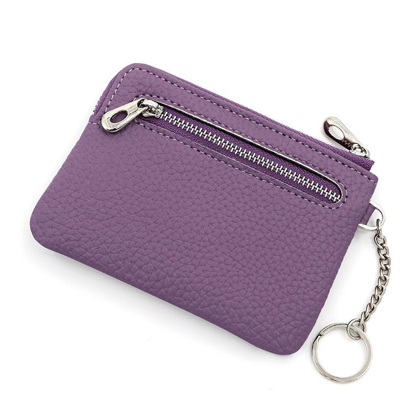 Minimalist Pu Leather Card Holder With Zipper Pouch For Daily Use
